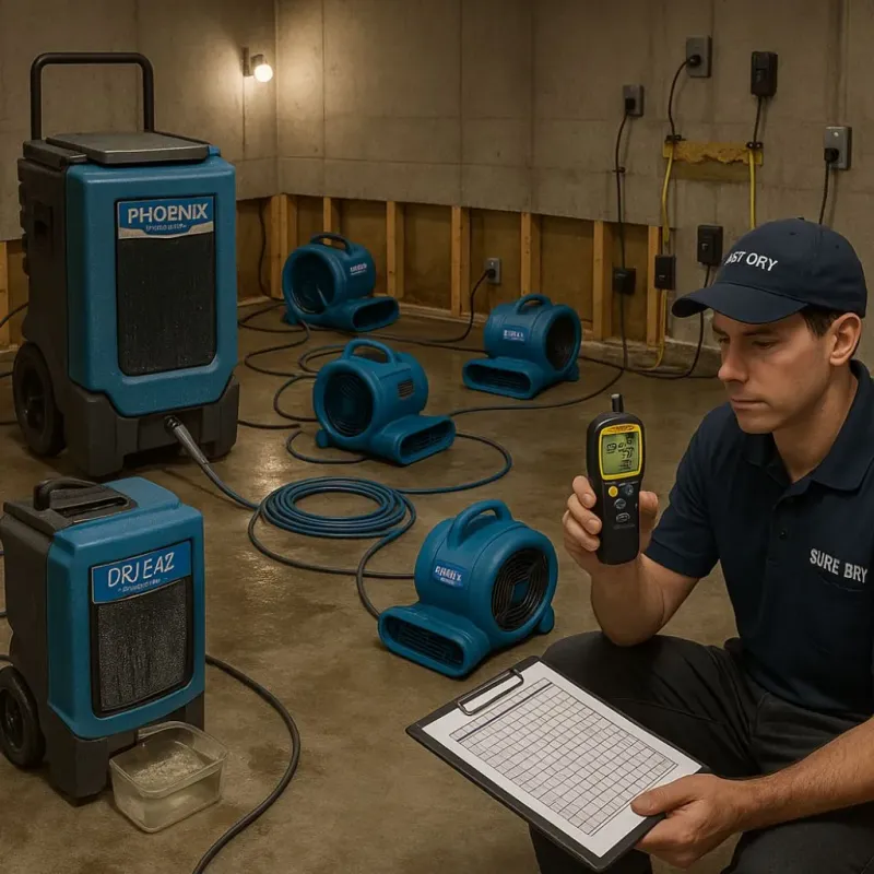 Structural Drying and Dehumidification process in Millersville, PA